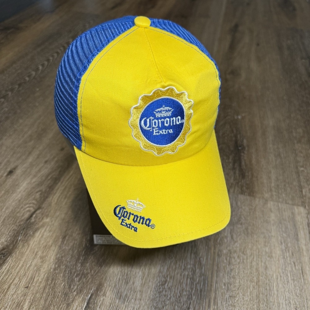 Corona Extra Beer Snapback Hat Trucker Mesh Cap Yellow Blue Beer Cerveza Alcohol